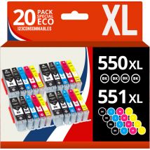 123CONSOMMABLES - PGI550/CLI551 XL - Cartouches Encre Compatible avec Canon 550 551 pour Pixma MX925