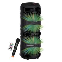 Altavoz karaoke - Brillante - 1000 vatios - Bluetooth V5.0 - De 2 a 3 horas de autonomía - Micrófono inalámbrico incluido - Nuevo