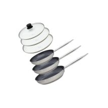 Set di 3 padelle ELO Professional inox 18/10 ELODUR Ø24/28/32 cm con 3 coperchi in vetro - Nuovo