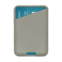 Accezz Porte-cartes en cuir - Compatible avec MagSafe et Qi2 - Light Grey