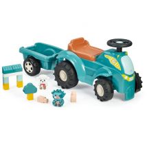 Porteur tracteur ECOIFFIER directionnel avec remorque et 15 accessoires Turquoise De 12 à 36 mois