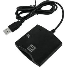 CP ID1 Lecteur de carte d'identité USB 2.0 2 en 1 avec emplacement pour carte SIM Câble de 80 cm (6,5 x 6 cm) Noir