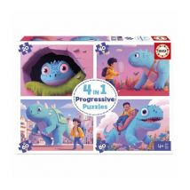 4 Puzzles - EDUCA - Dinos amigos - 20+40+60+80 piezas - Nuevo