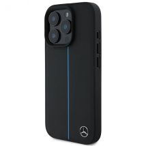Étui Mercedes pour iPhone 16 Pro 6.3 noir étui rigide MB Blue Line Leather MagSafe