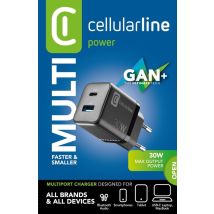 Cellularline MULTIPOWER MICRO 30W Chargeur secteur rapide ultra-compact à 2ports, 30W