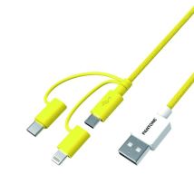 Pantone PT-USB003Y1 câble USB 1,2 m USB A USB C/Micro USB A/Lightning Jaune