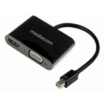 Mediacom MD-M200 adaptador de cable de vídeo Mini DisplayPort HDMI + VGA (D-Sub) Negro - Nuevo