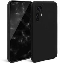 Moozy Minimalist Series Coque en Silicone pour Xiaomi 12 Pro, Noir - Finition Mate, Housse de Protection légère en TPU Souple et Mince avec Surface 