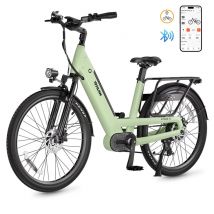 Bici elettrica urbana Vitilan L5 26 Ebike con sensore di coppia 500W con pedalata assistita, bici elettrica step-over con batteria 48V15AH-Verde - 
