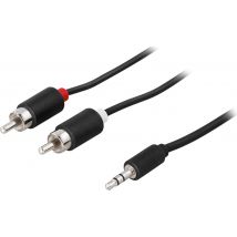 Deltaco MM-142A cable de audio 5 m 2 x RCA 3,5mm Negro - Nuevo