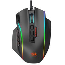 Ratón Gaming Cableado Redragon M901-K-2 – 12400 DPI, Retroiluminación RGB, 19 Botones Macro Programables MMO (Negro)- Reacondicionado - Buen estado