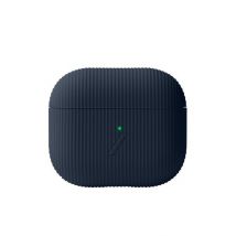 Coque pour Airpods 3 Curve en Silicone avec Texture Rayée Bleu nuit