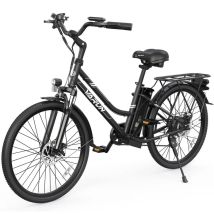 Bicicleta Eléctrico C26-2 | Motor 500W | Batería 48V 7.8Ah | Neumáticos de 26 Pulgadas | Velocidad Máx 25 km/h | Autonomía 45 km | Negro - Nuevo