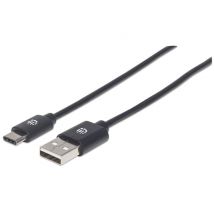 Manhattan 353298 câble USB USB 2.0 1 m USB C USB A Noir