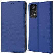 Moozy Étui à rabat pour Xiaomi Redmi Note 11 Pro 5G/4G, bleu foncé – Étui portefeuille à rabat magnétique intelligent avec porte-cartes et support, 