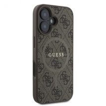Étui Guess pour iPhone 16 6.1 marron étui rigide 4G Ring Classic Logo MagSafe