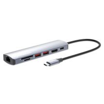 Manhattan 153966 replicatore di porte e docking station per laptop Cablato USB 3.2 Gen 2 [3.1 Gen 2] Type-C Argento (USB-C DOCK/HUB/READER 5-PORT- - 