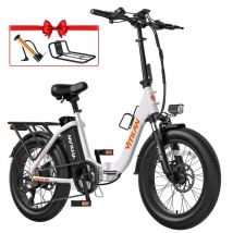 Vélo électrique VITILAN U3 pour adultes 20 pouces Fat Tire Ebikes Vélo électrique pliable 750 W, 48 V 13 Ah Step Thru E-Bike 7 vitesses - Blanc