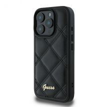 Étui Guess pour iPhone 16 Pro Max 6.9 noir étui rigide Quilted Metal Logo