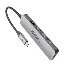 Hub USB Type C 5 en 1 Multiports HDMI 4K / USB 3.0 / Type-C Akashi - Gris