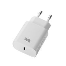 Cargador de red de la marca WE 1 puerto USB-C 5V/3A, 9V/2A, 12V/1,5 Power Delivery, fuente de alimentación de 18W Delgado, ligero y práctico. Blanco -