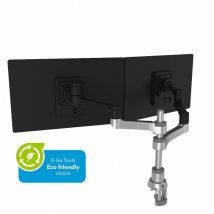 R-Go Tools R-Go Zepher 4 C2, braccio circolare a doppio schermo, montaggio su scrivania, regolabile, 0-8 kg, nero-argento, basso impatto ambientale - 