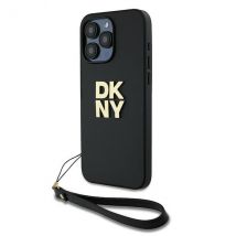 Funda DKNY para iPhone 15 Pro Max 6.7 negra rígida Correa de muñeca Logotipo de Stock - Nuevo