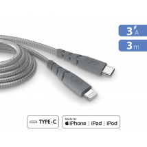 Force Power Cable USB C/Lightning ultrareforzado 3m - 3A Gris - Nuevo