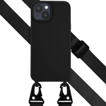Selencia Coque silicone avec cordon amovible pour Apple iPhone 15 - Noir