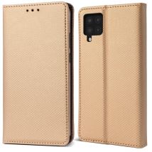 Moozy Étui à rabat pour Samsung A22 4G, doré – Étui portefeuille à rabat magnétique intelligent avec porte-cartes et support, emplacements pour cartes