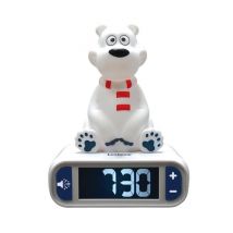 Sveglia digitale con orso polare, luce notturna 3D ed effetti sonori - LEXIBOOK - Nuovo