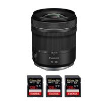 Obiettivo Canon RF 15-30mm F4.5-6.3 IS STM + 3 SanDisk 128GB Extreme PRO UHS-II + Ebook 20 consigli per foto che colpiscono - Nuovo