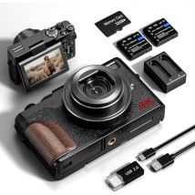 NBD K100 Appareil Photo numérique 4K & 56MP - Caméra Vlogging pour Youtube avec Zoom 16X - Carte SD 32GB - 2 Battries