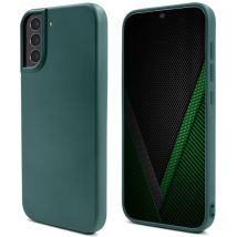 Estilo de vida Moozy. Diseñado para Samsung S21 5G, Samsung S21, verde oscuro - Carcasa de silicona líquida con acabado mate y suave forro de 