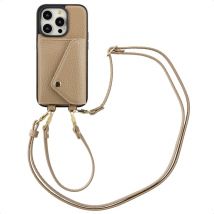 Selencia Coque de télephone Sera avec cordon et porte-cartes enveloppe pour iPhone 14 Pro - Taupe