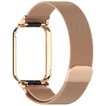 Cadre en métal pour Xiaomi Band 9 Pro avec bracelet milanais - Or rose