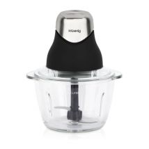 Mini hachoir électrique - H.Koenig - LEO8 - 320 W - Bol en verre 1 L - Lames en acier inoxydable - Noir mat et chrome