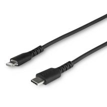 StarTech.com Cable Resistente USB-C a Lightning de 1 m Negro - Cable de Sincronización y Carga USB Tipo C a Lightning con Fibra de Aramida Resistente 