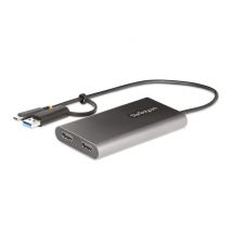 StarTech.com Adattatore da USB-C a doppio HDMI - Da USB-C o A a 2x HDMI - 4K 60Hz - 100W Power Delivery Pass-Through - Adattatore video con cavo 