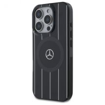 Funda Mercedes para iPhone 16 Pro 6.3 negra rígida MB Double Layer Crossed Lines MagSafe - Nuevo