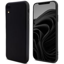 Moozy Lifestyle. Coque conçue pour iPhone XR, noire – Coque en silicone liquide avec finition mate et doublure en microfibre douce.