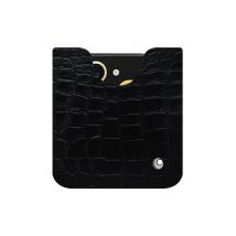 Pochette cuir Samsung Galaxy Z Flip6 - Pochette - Noir - Cuir Abaca