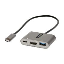 StarTech.com Adaptateur multiport USB C, USB-C vers vidéo HDMI 4K, 100W PD Pass-Through, Hub USB 3.0 5Gbps (1xType-C/1xA), Mini Dock USB-C, Dock de 