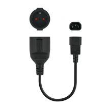 Cable adaptador Nanocable para SAI C14 macho a CEE7 hembra 16A 0,25m - Color negro - Nuevo