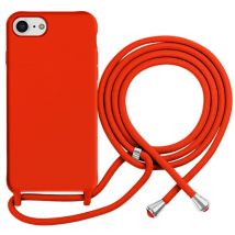 Coque pour iPhone 7 / 8 en TPU Premium Color Lace avec Cordon Tour de Cou Rouge