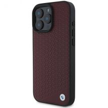 Funda BMW para iPhone 16 Pro Max 6.9 funda rígida roja Signo Cuero Diamante Metal Logo MagSafe - Nuevo