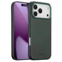 Accezz Coque arrière en cuir avec MagSafe pour Apple iPhone 17 Pro Max - Cedar Green