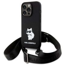 Étui Karl Lagerfeld pour iPhone 15 Pro Max 6.7 étui rigide noir Crossbody Silicone Choupette