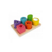 Puzzle de madera con 6 cubos sensoriales de colores para niños - Nuevo