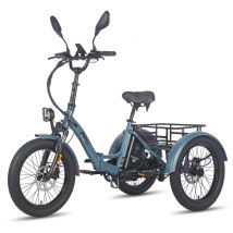 FAFREES F20 Mate Triciclo Eléctrico - Motor 500W Batería 48V21AH Frenos Hidráulicos Neumáticos De 20 Pulgadas - Gris azul - Nuevo